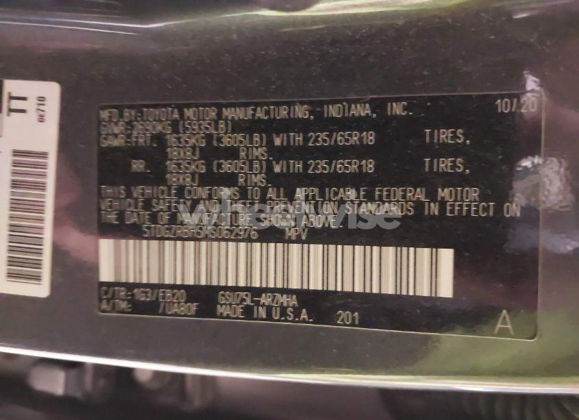 Photo 9 of 2021 Toyota Highlander XLE (VIN 5TDGZRBH5MS062976)