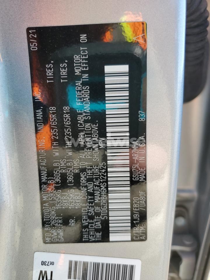 Photo 13 of 2021 TOYOTA HIGHLANDER XLE (VIN 5TDGZRBH6MS122425)