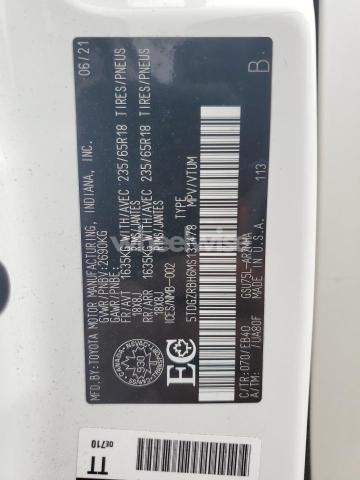 Photo 2 of 2021 TOYOTA HIGHLANDER XLE (VIN 5TDGZRBH6MS131478)