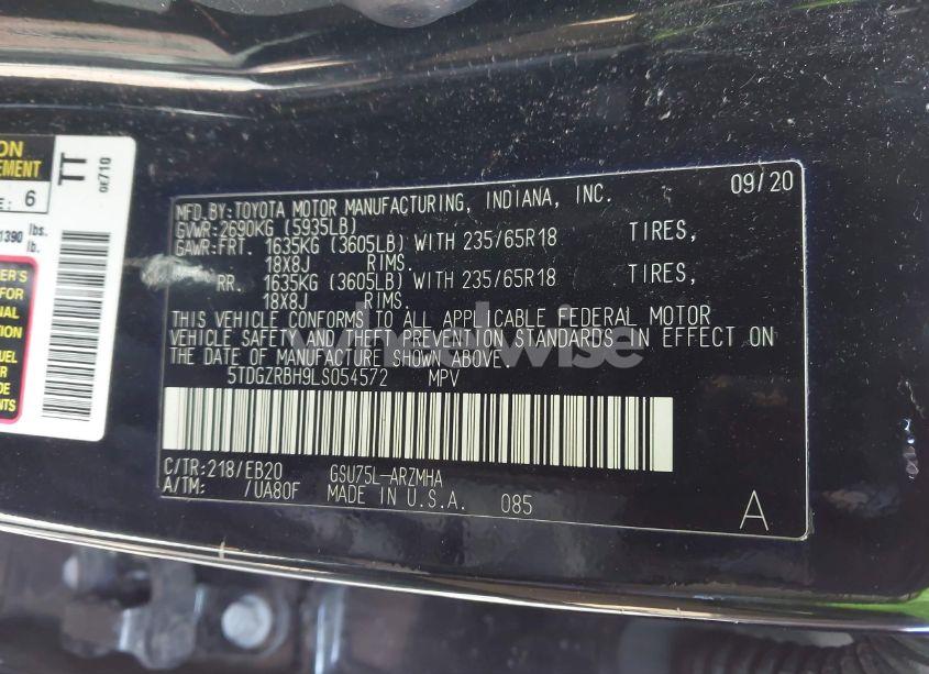 Photo 9 of 2020 Toyota Highlander XLE (VIN 5TDGZRBH9LS054572)
