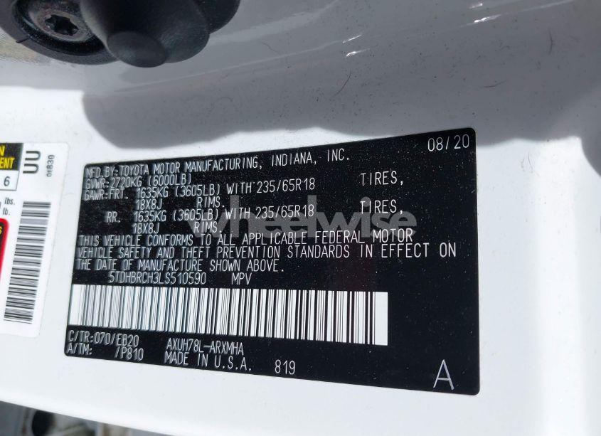 Photo 9 of 2020 Toyota Highlander HYBRID XLE (VIN 5TDHBRCH3LS510590)