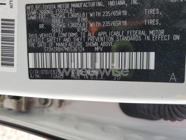 Photo 13 of 2021 TOYOTA HIGHLANDER XLE (VIN 5TDHZRBH7MS536124)