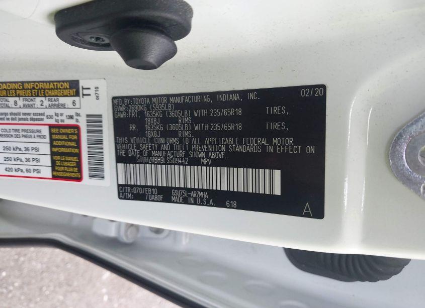 Photo 9 of 2020 Toyota Highlander XLE (VIN 5TDHZRBH9LS509442)