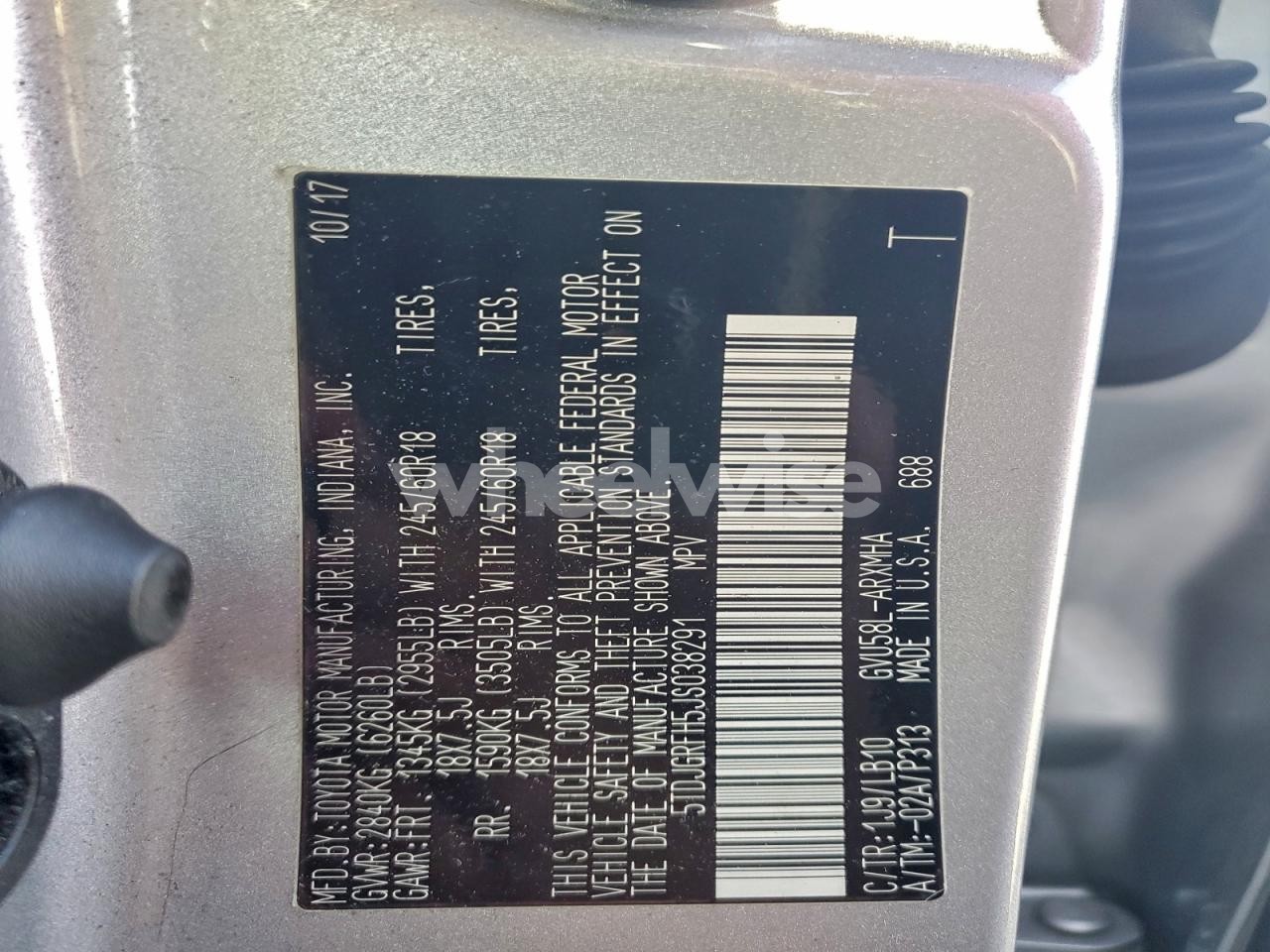 Photo 13 of 2018 TOYOTA HIGHLANDER HYBRID (VIN 5TDJGRFH5JS038291)