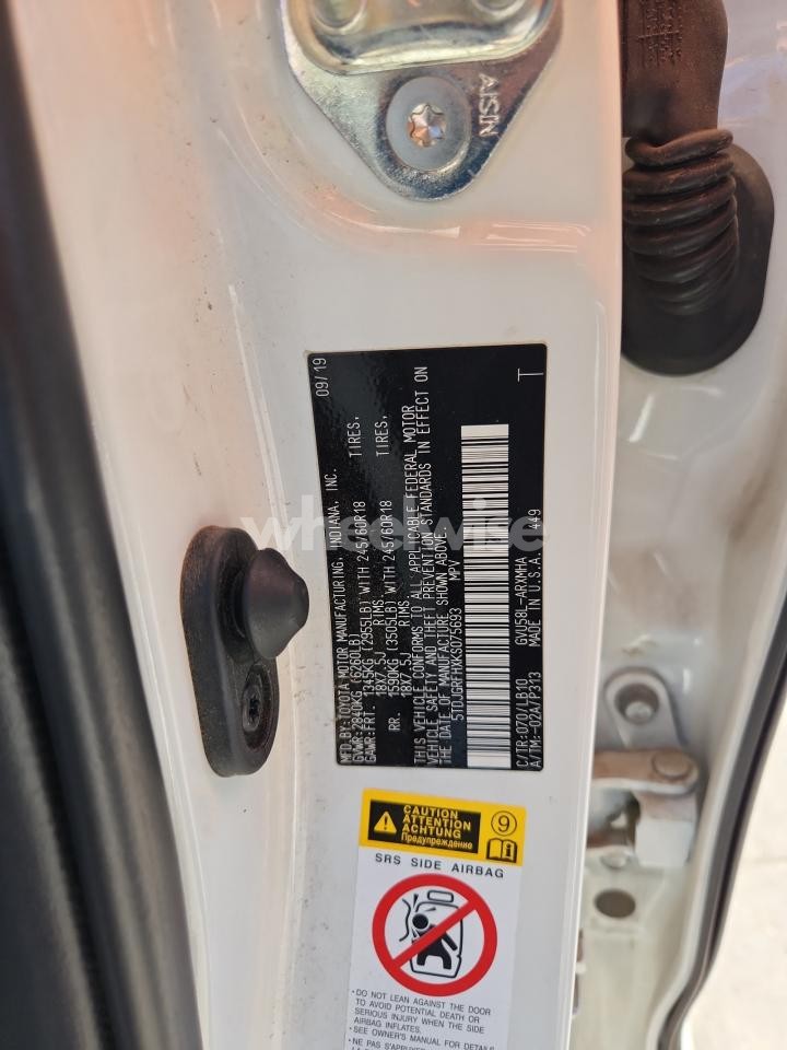 Photo 13 of 2019 TOYOTA HIGHLANDER HYBRID (VIN 5TDJGRFHXKS075693)