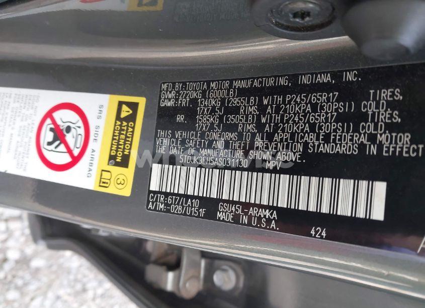 Photo 9 of 2010 Toyota Highlander SE V6 (VIN 5TDJK3EH5AS031130)