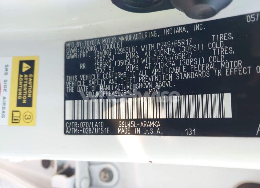 Photo 9 of 2010 Toyota Highlander SE V6 (VIN 5TDJK3EH6AS028155)