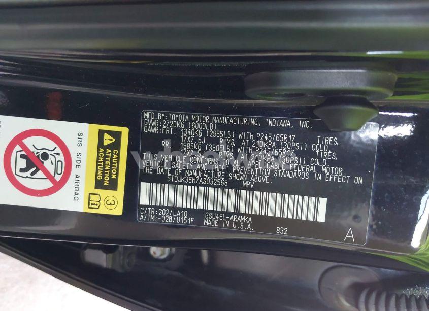 Photo 9 of 2010 Toyota Highlander SE V6 (VIN 5TDJK3EH7AS032568)