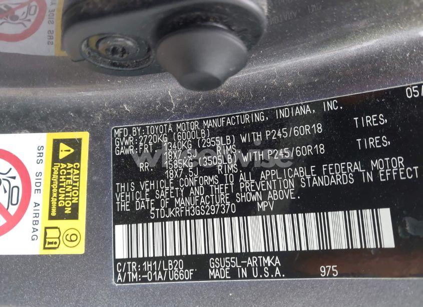 Photo 9 of 2016 Toyota Highlander XLE V6 (VIN 5TDJKRFH3GS297370)