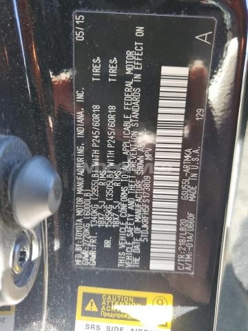 Photo 6 of 2015 TOYOTA HIGHLANDER XLE (VIN 5TDJKRFH5FS173809)