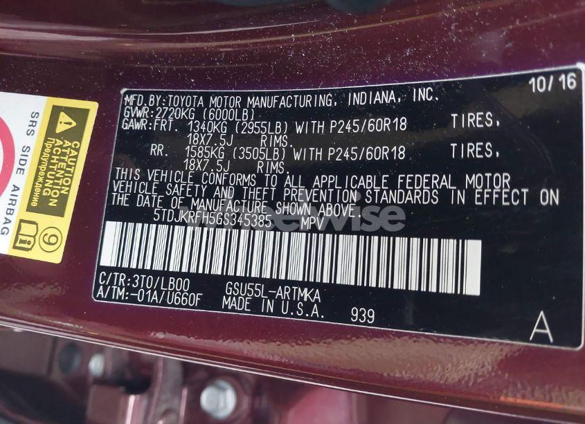 Photo 9 of 2016 Toyota Highlander XLE V6 (VIN 5TDJKRFH5GS345385)