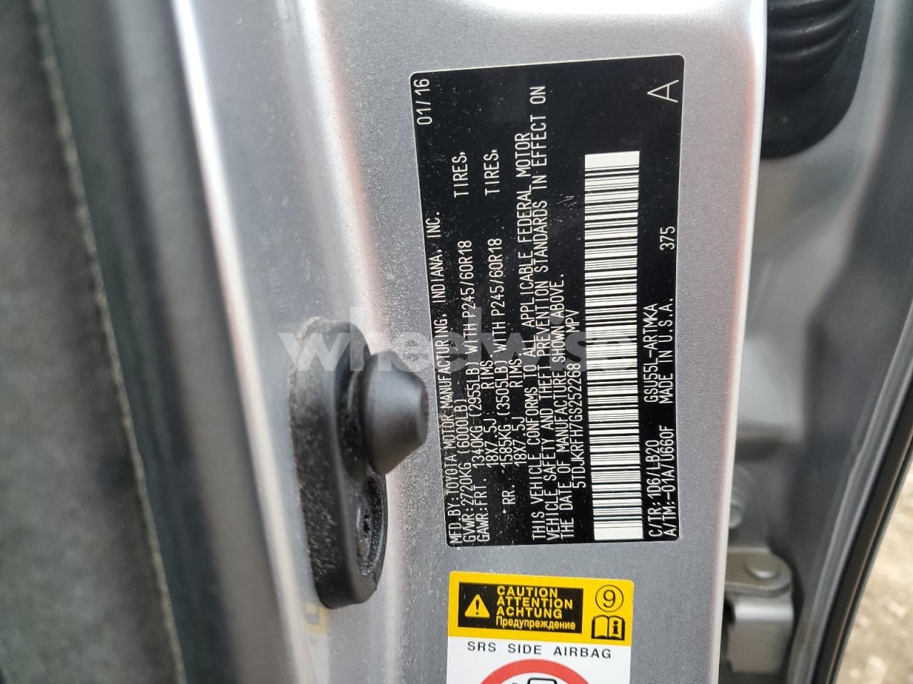 Photo 14 of 2016 TOYOTA HIGHLANDER XLE (VIN 5TDJKRFH7GS252268)