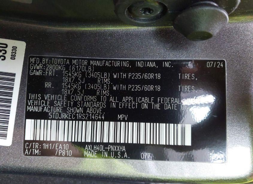 Photo 9 of 2024 Toyota Sienna XLE (VIN 5TDJRKEC1RS214644)