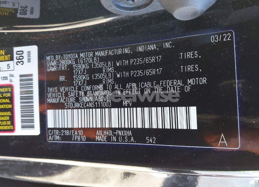 Photo 9 of 2022 Toyota Sienna XLE (VIN 5TDJRKEC4NS111003)
