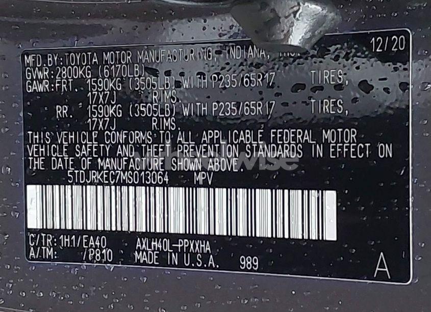 Photo 9 of 2021 Toyota Sienna XLE (VIN 5TDJRKEC7MS013064)