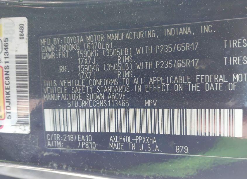 Photo 9 of 2022 Toyota Sienna XLE (VIN 5TDJRKEC8NS113465)