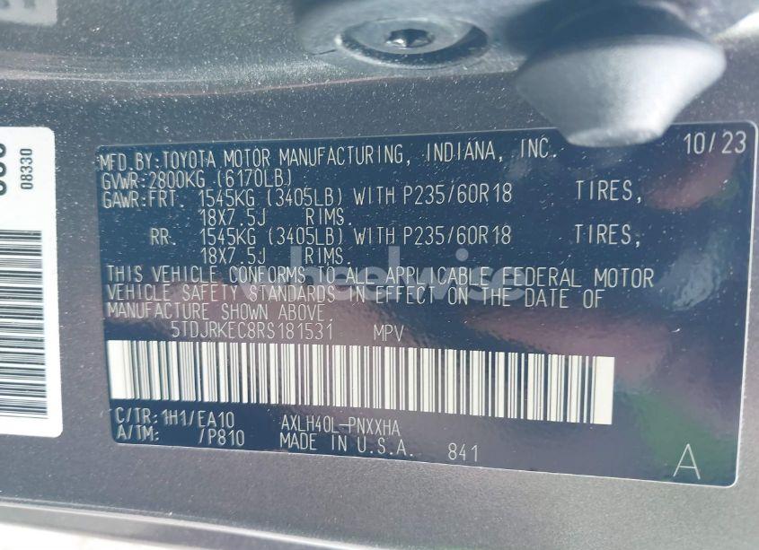 Photo 9 of 2024 Toyota Sienna XLE (VIN 5TDJRKEC8RS181531)