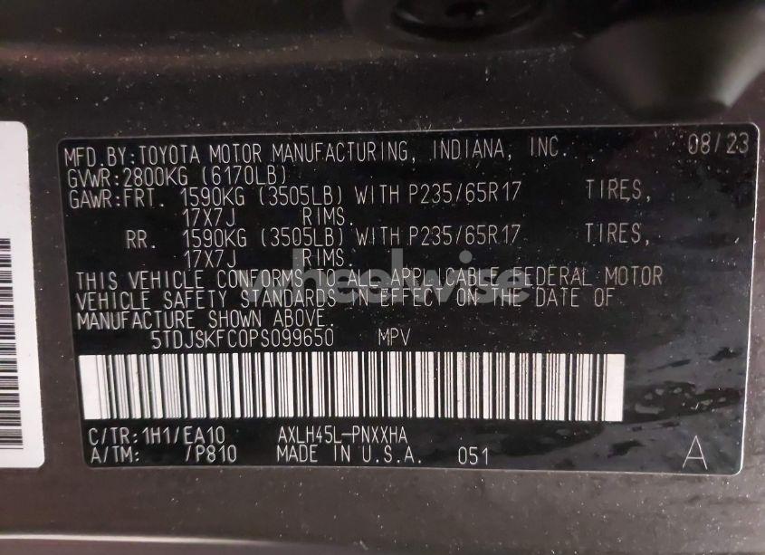 Photo 9 of 2023 Toyota Sienna XLE (VIN 5TDJSKFC0PS099650)