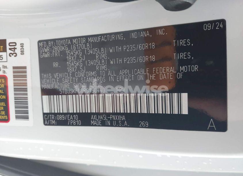 Photo 9 of 2024 Toyota Sienna XLE (VIN 5TDJSKFC0RS150440)