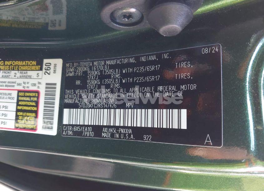 Photo 9 of 2024 Toyota Sienna XLE (VIN 5TDJSKFC2RS147426)