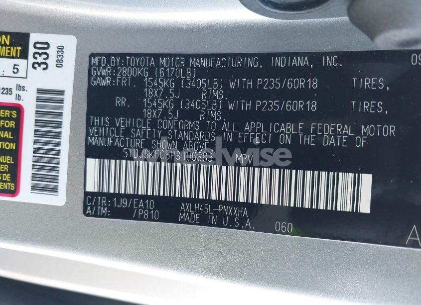 Photo 9 of 2023 Toyota Sienna XLE (VIN 5TDJSKFC5PS106883)