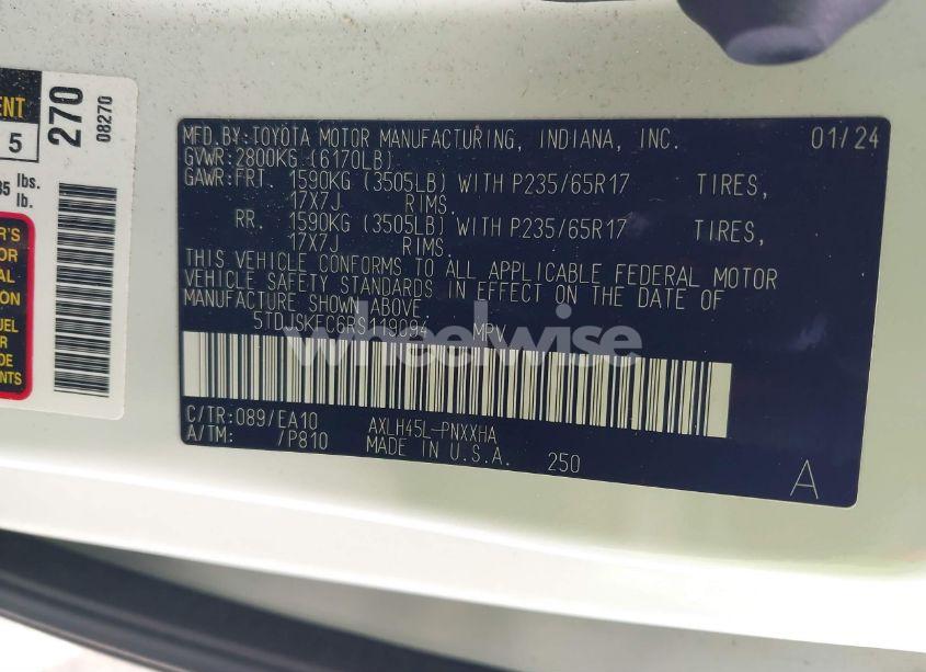 Photo 9 of 2024 Toyota Sienna XLE (VIN 5TDJSKFC6RS119094)