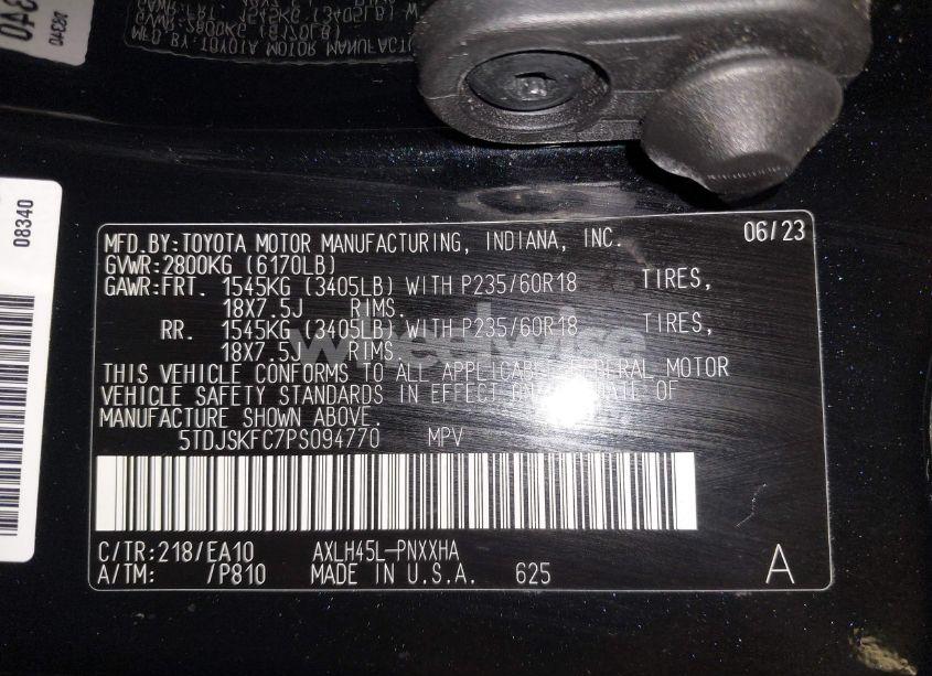 Photo 9 of 2023 Toyota Sienna XLE (VIN 5TDJSKFC7PS094770)