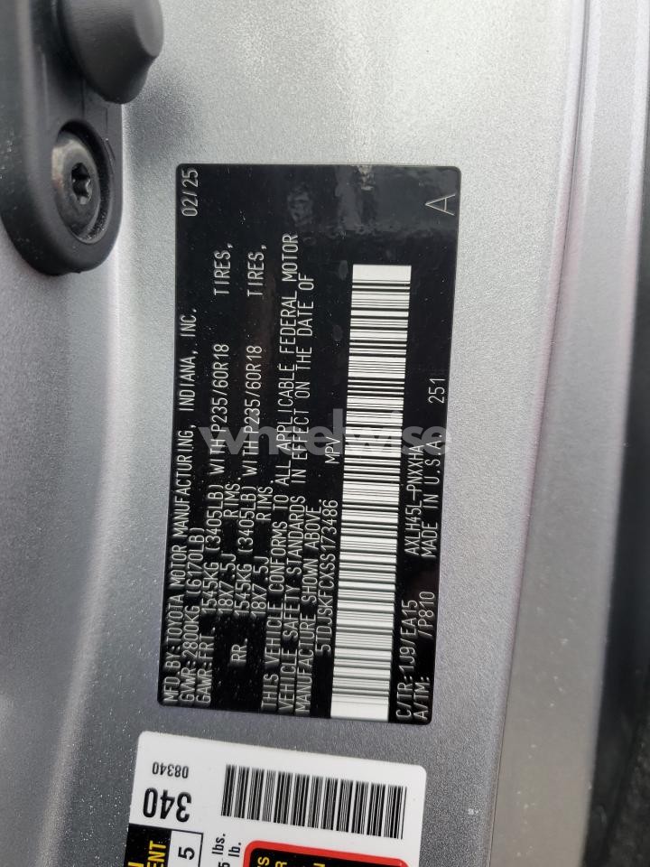 Photo 13 of 2025 TOYOTA SIENNA XLE (VIN 5TDJSKFCXSS173486)