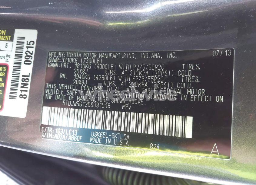 Photo 9 of 2013 Toyota Sequoia LIMITED 5.7L V8 (VIN 5TDJW5G12DS091516)