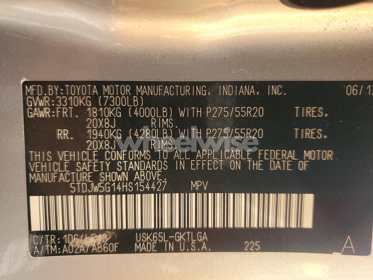 Photo 14 of 2017 TOYOTA SEQUOIA LIMITED (VIN 5TDJW5G14HS154427)