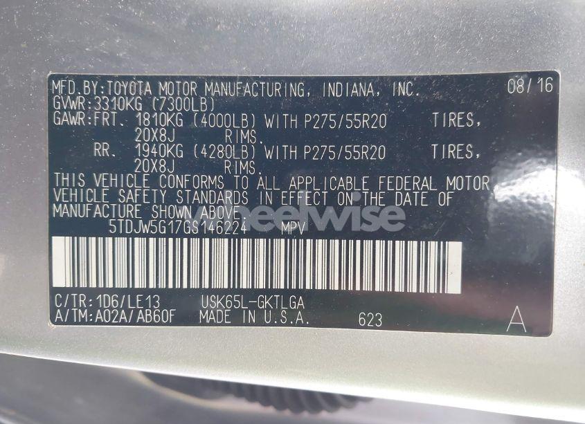 Photo 9 of 2016 Toyota Sequoia LIMITED 5.7L V8 (VIN 5TDJW5G17GS146224)