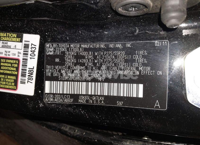 Photo 9 of 2011 Toyota Sequoia LIMITED 5.7L V8 (VIN 5TDJY5G10BS050146)