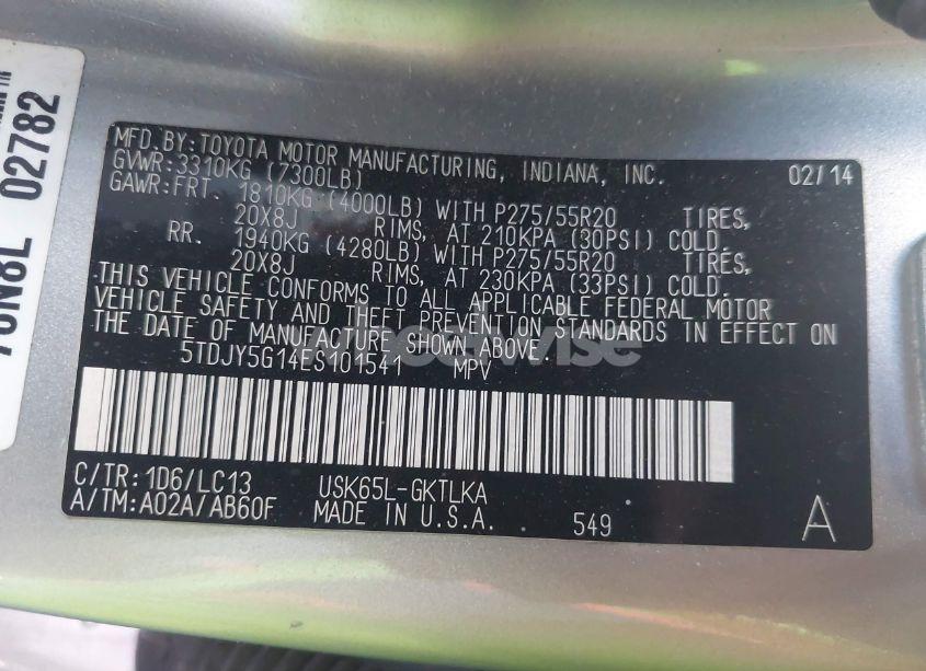 Photo 9 of 2014 Toyota Sequoia LIMITED 5.7L V8 (VIN 5TDJY5G14ES101541)