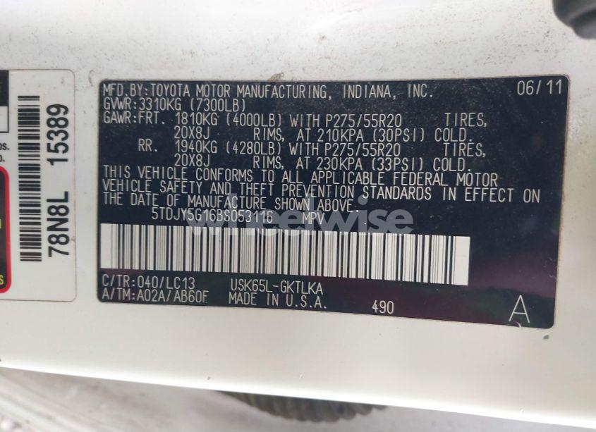 Photo 9 of 2011 Toyota Sequoia LIMITED 5.7L V8 (VIN 5TDJY5G16BS053116)