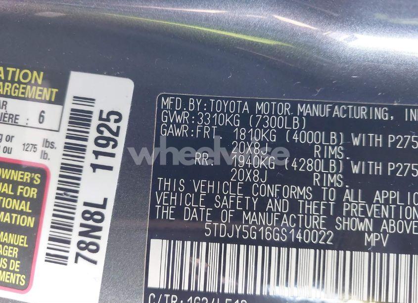 Photo 9 of 2016 Toyota Sequoia LIMITED 5.7L V8 (VIN 5TDJY5G16GS140022)