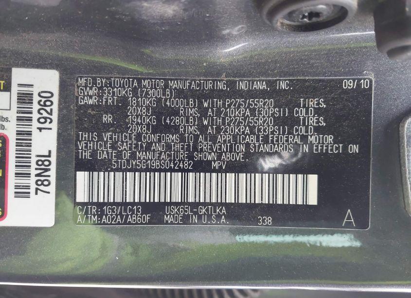 Photo 9 of 2011 Toyota Sequoia LIMITED 5.7L V8 (VIN 5TDJY5G19BS042482)