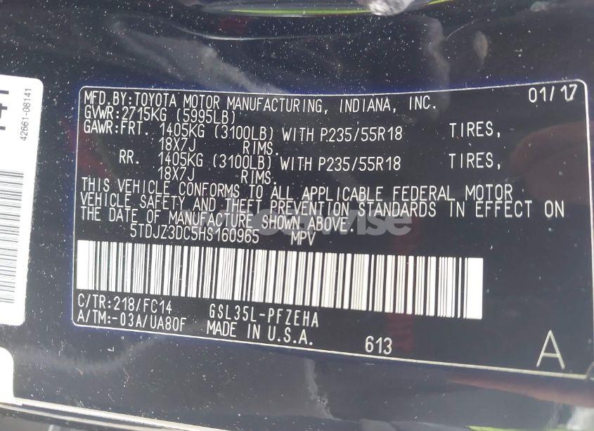 Photo 9 of 2017 Toyota Sienna LE 7 PASSENGER (VIN 5TDJZ3DC5HS160965)