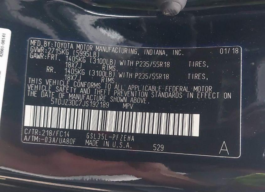 Photo 9 of 2018 Toyota Sienna LE 7 PASSENGER (VIN 5TDJZ3DC7JS192189)