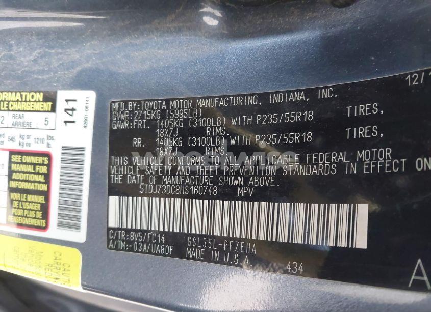 Photo 9 of 2017 Toyota Sienna LE 7 PASSENGER (VIN 5TDJZ3DC8HS160748)