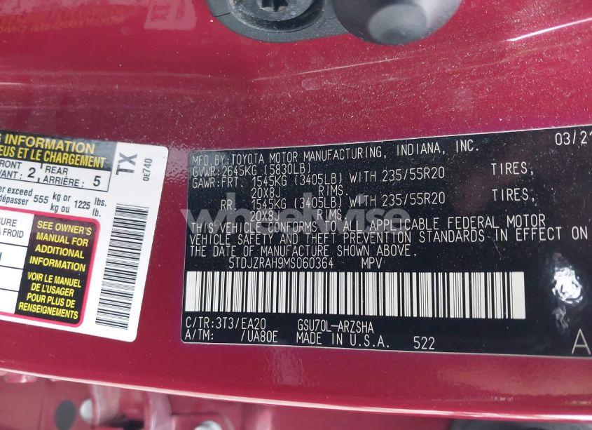 Photo 9 of 2021 Toyota Highlander XSE (VIN 5TDJZRAH9MS060364)