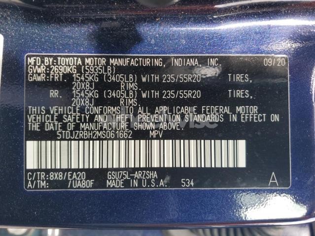 Photo 9 of 2021 TOYOTA HIGHLANDER XSE (VIN 5TDJZRBH2MS061662)