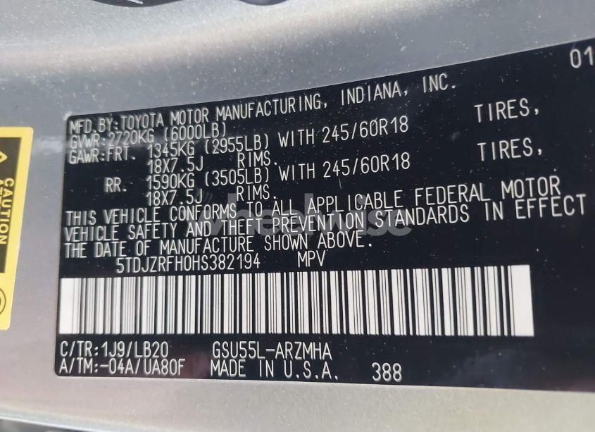 Photo 9 of 2017 Toyota Highlander XLE (VIN 5TDJZRFH0HS382194)