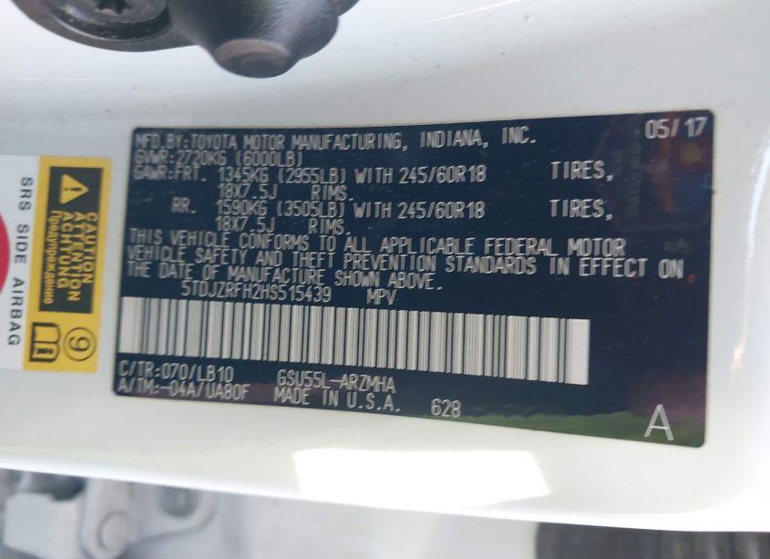 Photo 9 of 2017 Toyota Highlander XLE (VIN 5TDJZRFH2HS515439)