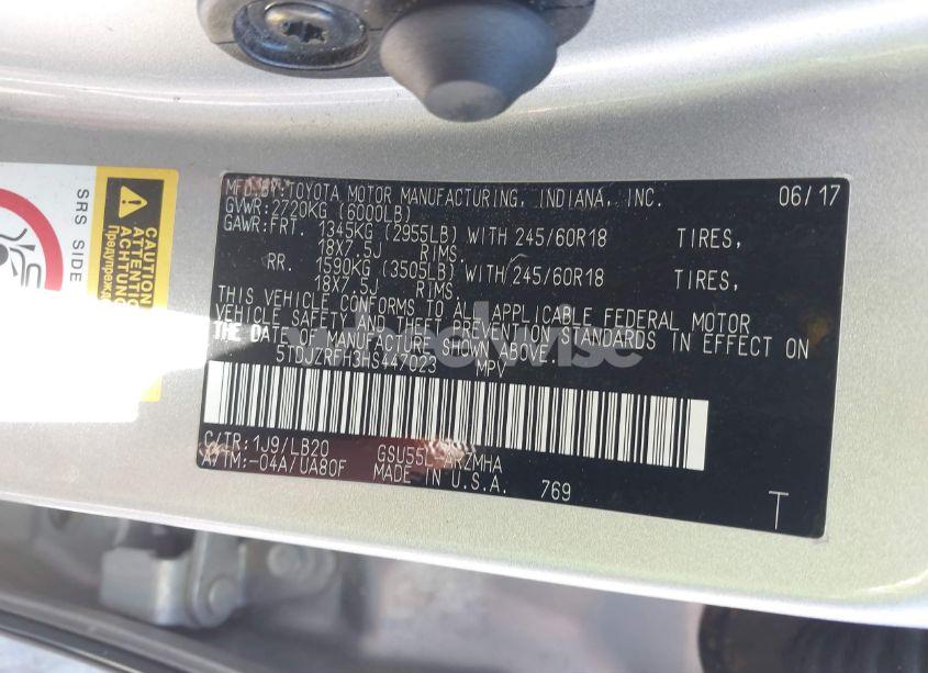 Photo 9 of 2017 Toyota Highlander XLE (VIN 5TDJZRFH3HS447023)