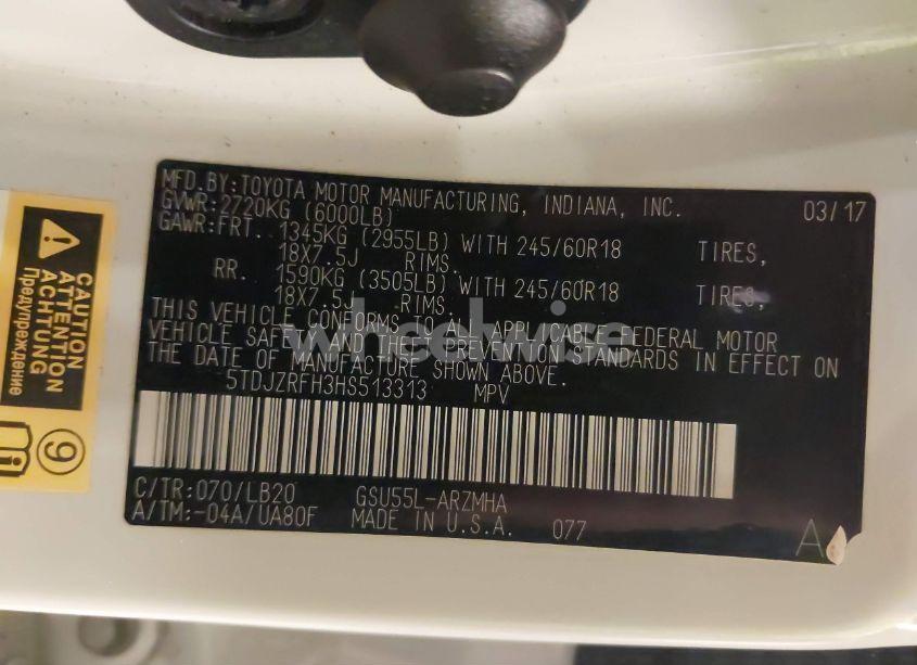 Photo 9 of 2017 Toyota Highlander XLE (VIN 5TDJZRFH3HS513313)