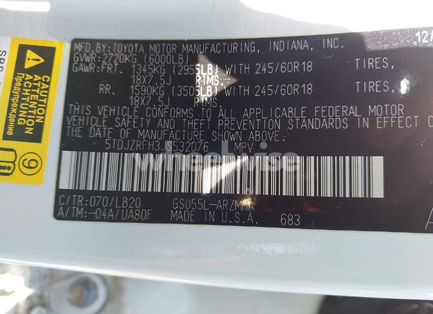 Photo 9 of 2018 Toyota Highlander SE/XLE (VIN 5TDJZRFH3JS532076)