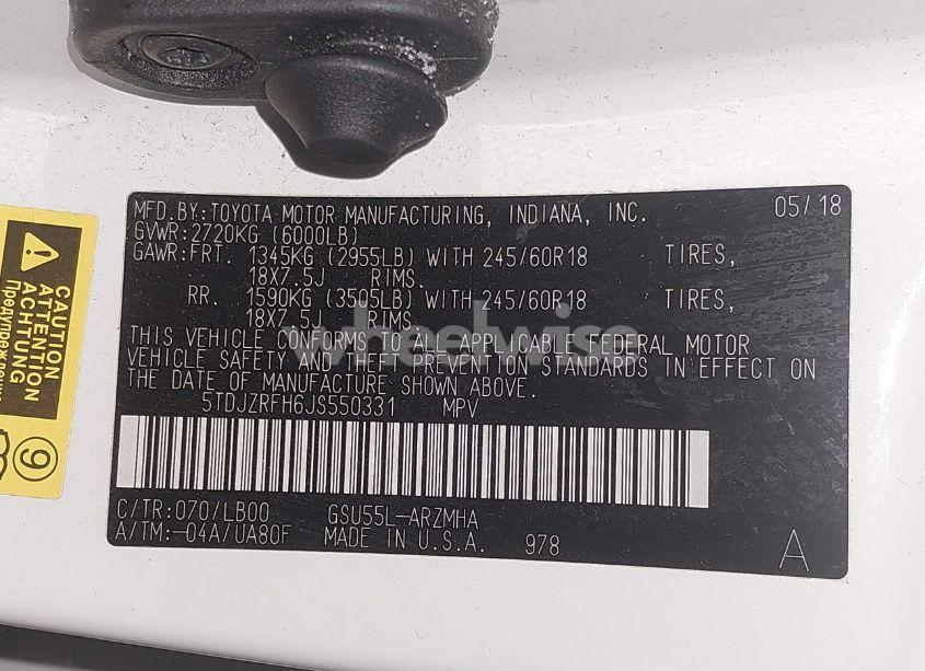 Photo 9 of 2018 Toyota Highlander XLE (VIN 5TDJZRFH6JS550331)