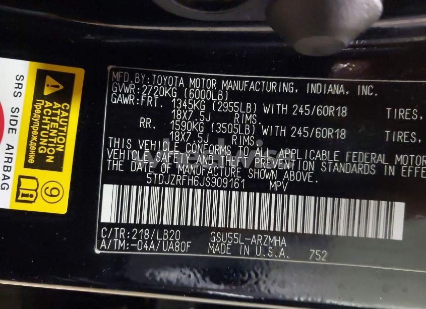 Photo 9 of 2018 Toyota Highlander XLE (VIN 5TDJZRFH6JS909161)