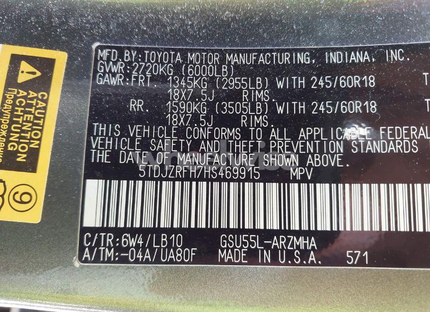 Photo 9 of 2017 Toyota Highlander XLE (VIN 5TDJZRFH7HS469915)