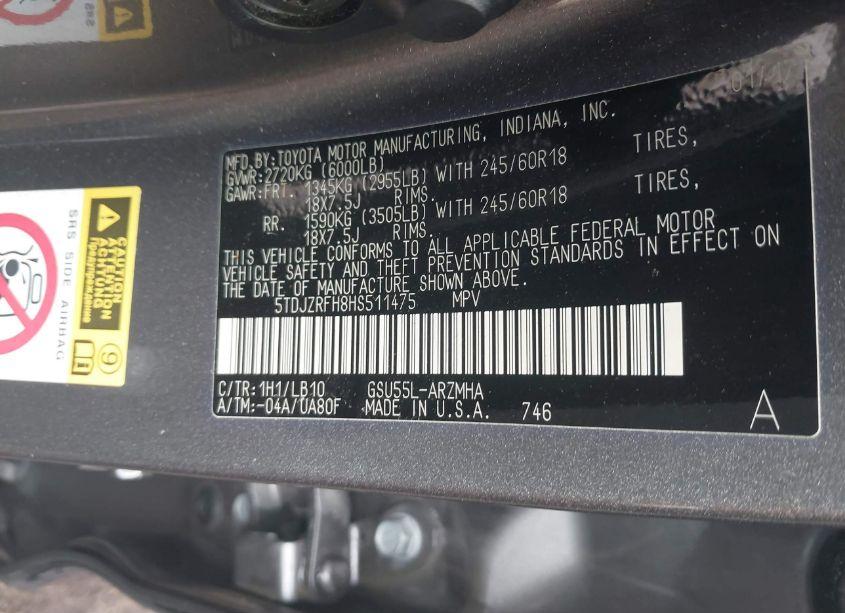 Photo 9 of 2017 Toyota Highlander XLE (VIN 5TDJZRFH8HS511475)